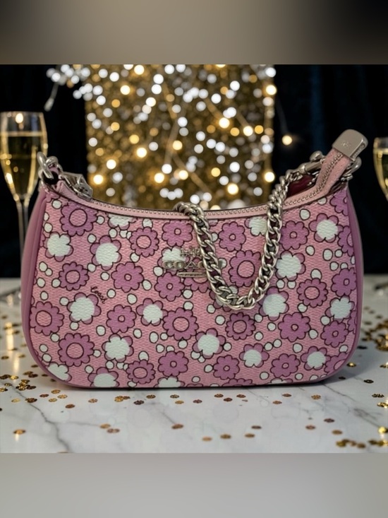 Coach Handbags - Coach NWT - Pink & White Floral Chain Shoulder Bag